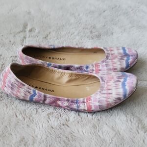 Lucky Brand Emmie Ballet Flats Slip On Pastel Tye Dye Stripe Cottagecore Sz 6.5